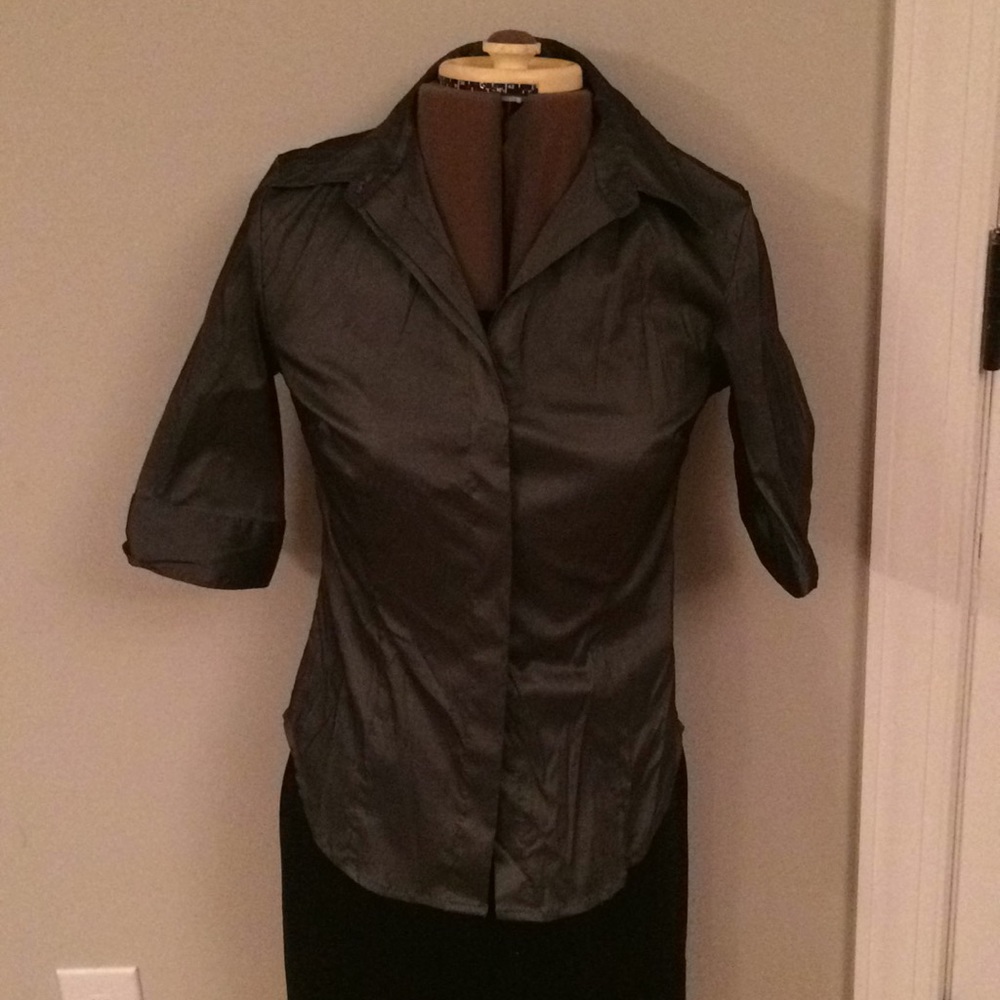 Shark skin silver blouse by express size 3/4